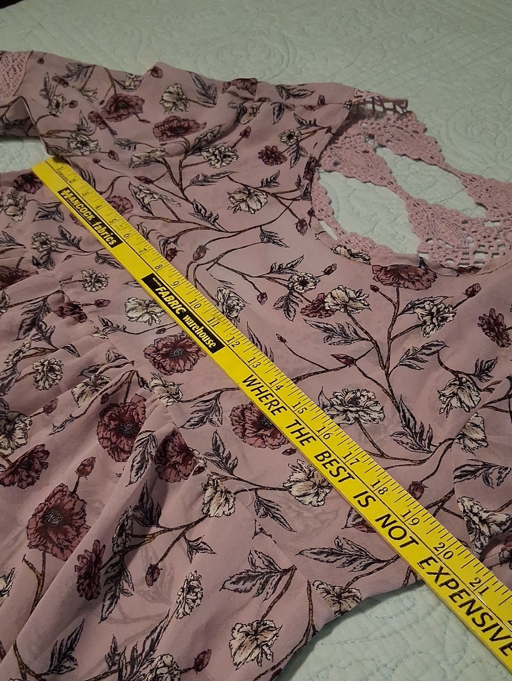 Floral Lace-Trim Pink Peasant Blouse - Picture 5 of 8